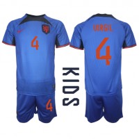 Nederland Virgil van Dijk #4 Fotballklær Bortedraktsett Barn VM 2022 Kortermet (+ korte bukser)